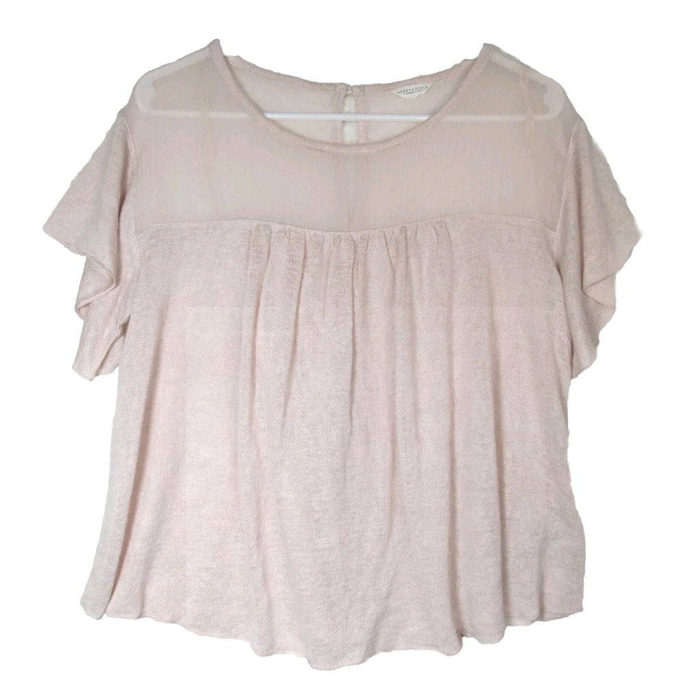 Aeropastale Size Small Light Pink Sheer Flowy Fairy Blouse Oversized Top Shirt